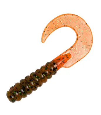 YUM Walleye Grub | Pumpkin Green Flake / Orange