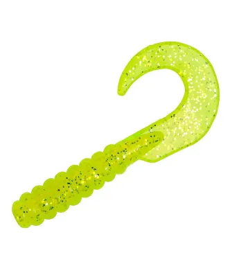 YUM Walleye Grub | Chartreuse Silver Flake